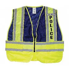 Police Safety Vest, Blue/Green, Polyester, MPN 8051BZ-2X-4X