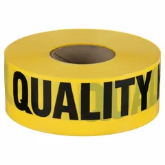 APPROVED VENDOR Quality Inspection Messaging Barrier Tape, 3 in x 1000 ft, Polyethylene, Black on Yellow, Quality Hold
