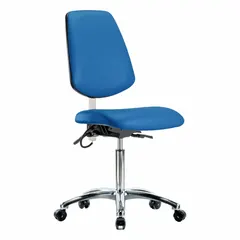 Vinyl ESD Task Chair, Armless, Blue, 18-1/2 in Seat Width, 17 in Seat Depth, 21-1/2 to 29 in Height Range