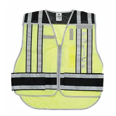 Police Safety Vest, Black/Green, Polyester, MPN 4001BZ-2X-4X