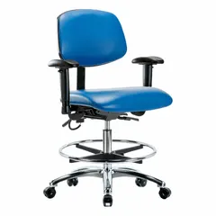 APPROVED VENDOR ESD Task Chair, Vinyl, Arms Included, Height Range 21 1/2" to 29", Seat Width 18 1/2", Seat Depth 17"