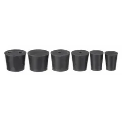 APPROVED VENDOR Stopper Set, Natural Rubber, Black, Autoclavable, Sizes 1-6, 25 mm Height, RSTPK1