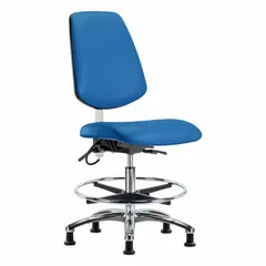 Vinyl ESD Task Chair, Armless, Blue, 21 1/2"-29" Height, 18 1/2" Seat Width, 17" Seat Depth