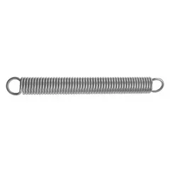 Music wire extension spring with crossover center loop ends. Free length 2 in, wire diameter 0.085 in, oil finish. Supplied as a 2-pack. Used to provide pulling force in applications such as conveyors, agricultural equipment, and automotive assemblies.