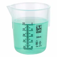 Low Form Plastic Beaker Without Handles, Polypropylene, Translucent, 50 mL, Printed Graduations, Non-Sterile