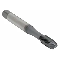 General purpose spiral-point tap for through-hole threading. Features H3 tolerance, plug chamfer, and TiCN coated cobalt construction with 3 flutes. Designed to push chips forward, reducing clogging in ferrous and non-ferrous materials.