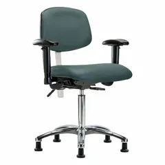 Vinyl Cleanroom Task Chair with Arms, ISO 5, Aluminum Base