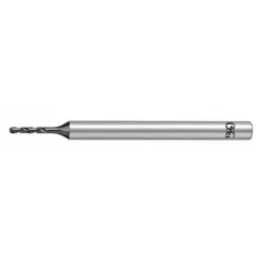 Solid carbide micro drill bit with a 3.45 mm diameter, 130° 4-facet point, and TiAlN coating. Features a regular spiral flute design. Used for precision drilling in hardened steels, stainless steels, and other tough materials in applications such as mold making and aerospace component manufacturing.