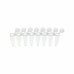 PCR Strip Tubes with Attached Flat Caps, 0.2 mL, Polypropylene, Natural