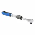 Reversible ratchet with chrome finish and 5° minimum arc swing. Overall length of 13 1/2 inches. Suitable for tightening and loosening fasteners in confined spaces, such as automotive repair and machinery maintenance.