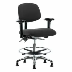 APPROVED VENDOR ESD Task Chair with Arms, Fabric, Aluminum Base, Foot Support, Height Range 21 1/2 in to 29 in