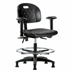 APPROVED VENDOR Polyurethane Lab Chair with Arms, Adjustable Height 19 3/4" to 27 1/2", 18" Seat Width
