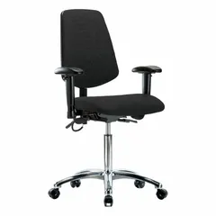 ESD Task Chair with Arms, Fabric, Aluminum Base, 21 1/2" to 29" Height