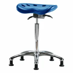 APPROVED VENDOR Polyurethane Lab Stool, 17" Seat Width, 14" Seat Depth, Height Range 23" to 33-1/2", Aluminum Base, 5 Glides, Blue