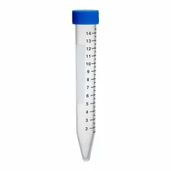APPROVED VENDOR Polypropylene Centrifuge Tube, 15 mL, Conical Bottom, Attached Screw Cap, Natural, C2600