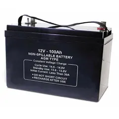 APPROVED VENDOR AGM Sealed Lead Acid Battery, 12V DC, 100 Ah, Dual Post, ABS, 40505
