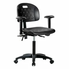 APPROVED VENDOR Polyurethane Lab Chair with Arms, Adjustable Height 19 3/4" to 27 1/2", 18" Seat Width, Nylon Base