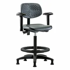 Ergonomic Chair: Polyurethane, Arms Included, Ht Range 23 1/4 in to 33 1/4 in, Adj