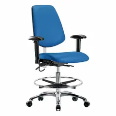 ESD Task Chair with Arms, Vinyl, Aluminum Base, Height Range 21 1/2" to 29"