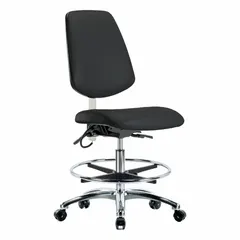 APPROVED VENDOR ESD Task Chair: Vinyl, Armless, Black, 18 1/2 in Seat Wd, 17 in Seat Dp, Ht Range 21 1/2 in to 29 in
