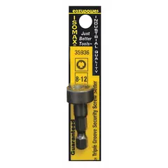 Tri-Groove Security Bit, #8 to #12, Hex Shank, Impact Rated