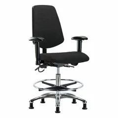 ESD Task Chair: Fabric, Arms Included, Ht Range 21 1/2 in to 29 in