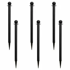 Spiked-Base Plastic Chain Barrier Receiver Post, 41 in Overall Height, Black Polyethylene