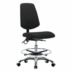 ESD Task Chair, Fabric, Armless, Aluminum Base, Foot Support, 21 1/2" to 29" Height