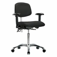 Vinyl ESD & Cleanroom Task Chair with Arms, Adjustable Height 21 1/2" to 29", 19" Seat Width, ISO 5, ESD-Safe, Aluminum Base