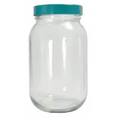 Clear Wide Mouth Round Glass Lab Bottle, 960 mL, 70-400, Colorless, 93 mm Body Dia, Case of 12