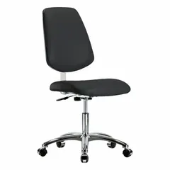 Vinyl Cleanroom Chair, Armless, Height Range 18 1/2 in to 23 3/4 in, Seat Width 18 1/2 in, Seat Depth 17 in, Aluminum Base, ISO 4