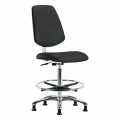 Approved Vendor Cleanroom Task Chair, Vinyl, Armless, ISO 4, Aluminum Base, Foot Support, Height 25 3/4-35 1/2 in, Seat Width 18 1/2 in