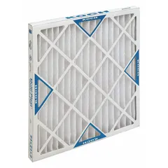 General-use pleated air filter with synthetic media and a beverage board frame. Rated MERV 8 for capturing dust, pollen, and mold spores in standard HVAC systems. Dimensions: 20 in x 16 in x 2 in.