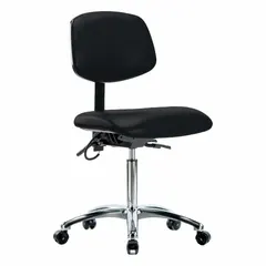 Vinyl ESD Task Chair, Armless, Black, Aluminum Base