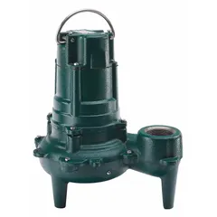 Cast iron sewage ejector pump with a 1/2 hp three-phase motor rated at 460V AC. Delivers 85 gpm flow rate at 10' of head. Features a thermoplastic impeller and vertical discharge orientation. Switch not included. Suitable for moving wastewater from below-grade fixtures to higher-level sewer lines in commercial and industrial settings.