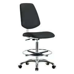 Vinyl Cleanroom Chair, Armless, Height Range 25 3/4 in to 35 1/2 in, 18 1/2 in Seat Width, Aluminum Base, ISO 4