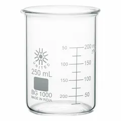 Low Form Glass Beaker, 250 mL, Type I Borosilicate Glass, BG1000-250