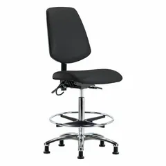 Vinyl ESD Task Chair, Armless, Black, Aluminum Base, Height Range 26 1/4 in to 36 in