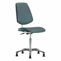 Vinyl Cleanroom Chair, Armless, Height Range 21 1/2 to 29 in, Seat Width 18 1/2 in, Seat Depth 17 in, Aluminum Base, ISO 4