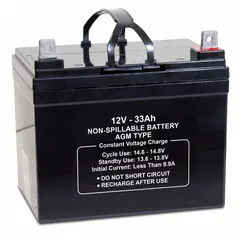 APPROVED VENDOR AGM Sealed Lead Acid Battery, 12V DC, 33 Ah, Dual Purpose, Tab Terminal with 0.197 in Bolt Hole, 47024