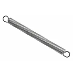 Extension spring with crossover center loop ends, made from 302 stainless steel with a passivated finish. Free length of 5-1/2 inches and outer diameter of 1.75 inches. Used to provide pulling force in tension applications such as industrial machinery, conveyors, and automation systems.