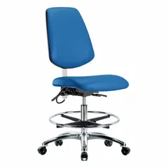 APPROVED VENDOR ESD Task Chair, Vinyl, Armless, Blue, 18-1/2" Seat Width, 17" Seat Depth, 21-1/2" to 29" Height Range