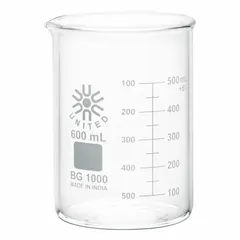 Low Form Glass Beaker, 600 mL, Type I Borosilicate Glass, BG1000-600
