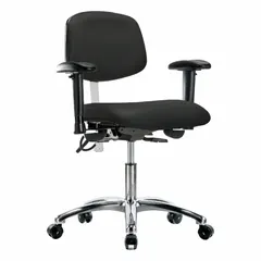 Vinyl ESD & Cleanroom Chair with Arms, 19-24 in Height, ISO 5, ESD-Safe, Aluminum Base