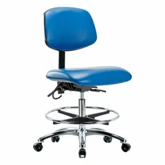 ESD Task Chair, Vinyl, Armless, Blue, Height Range 21 1/2" to 29"