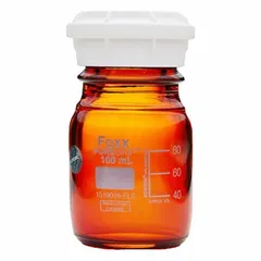 Safety Coated Wide Mouth Round Glass Lab Bottles, 100 L, GL45, Amber, Pack of 4