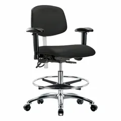 Vinyl ESD & Cleanroom Task Chair with Arms, Adjustable Height 21 1/2" to 29", 19" Seat Width, ISO 5, ESD-Safe, Aluminum Base, Foot Support