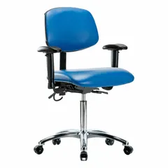 APPROVED VENDOR ESD Task Chair with Arms, Vinyl Seat and Back, Aluminum Base, 21 1/2" to 29" Height Range