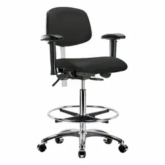 APPROVED VENDOR Cleanroom Task Chair, Vinyl, Arms Included, Height Adjustable 26 1/4 in to 36 in, Seat Width 18 1/2 in, ISO 5