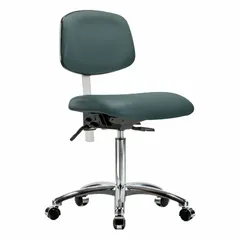 Vinyl Cleanroom Chair, Armless, ISO 5, Aluminum Base, Height Range 21 1/2" to 29"
